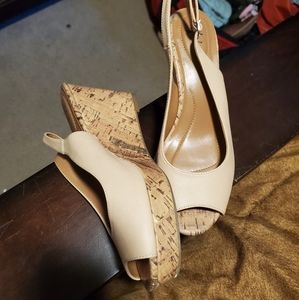 Nude Peep Toe Wedges